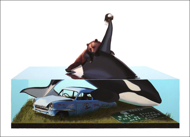 Illustration for article titled Josh Keyes: A Juxtaposition Of Car And Nature